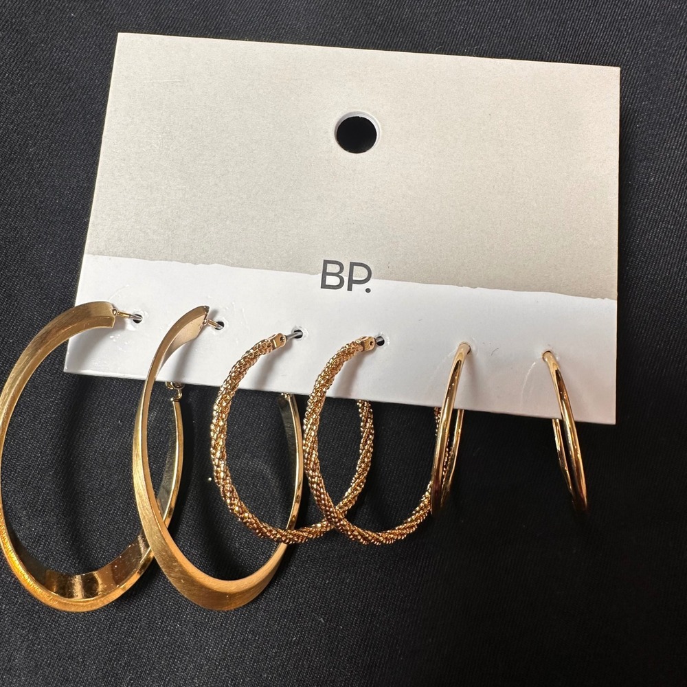 BP. Nordstrom Rack Gold Tone Hoop Earrings Set-3 Pairs NWT
